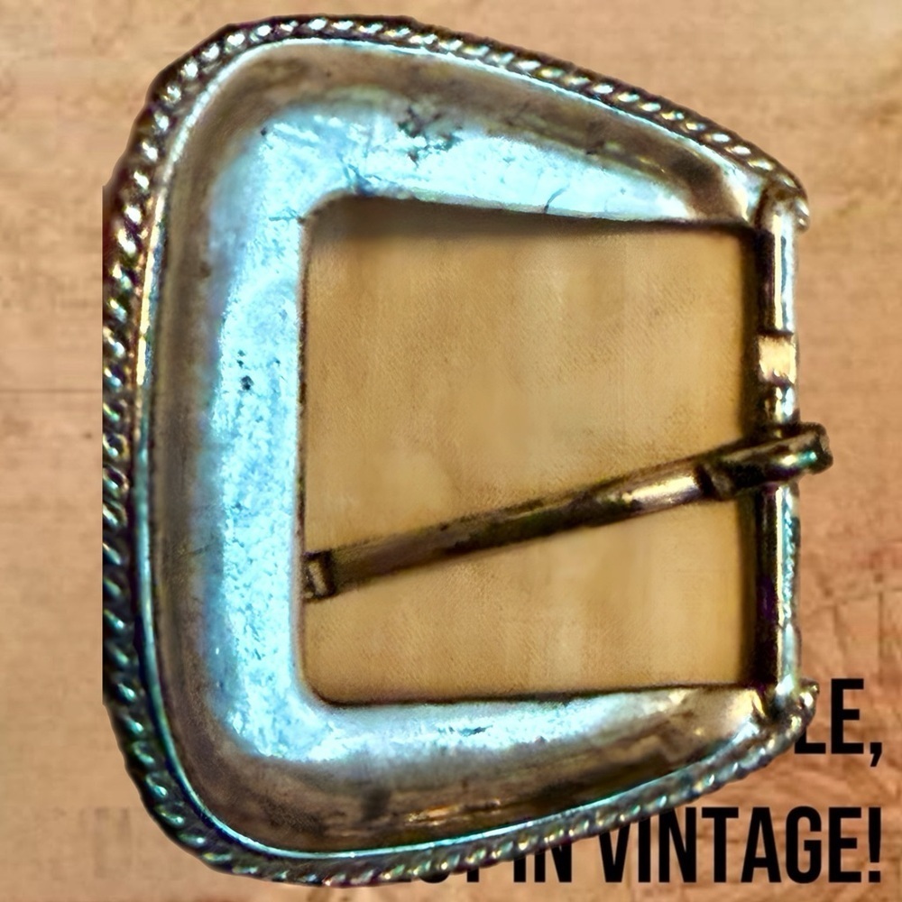 Silver Etched Rope Edge Engraved Belt Buckle VINTAGE Unisex - Picture 10 of 16